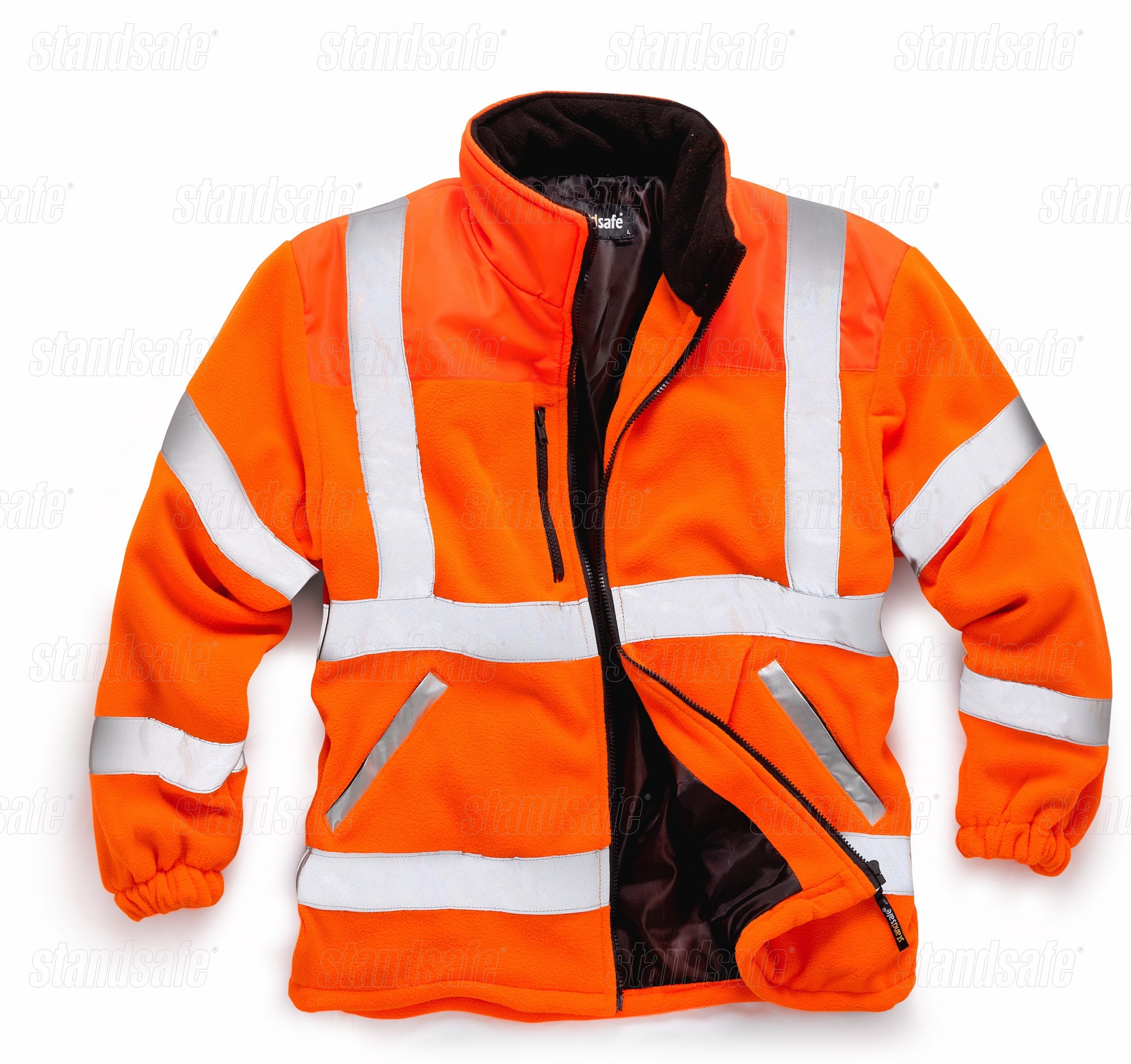 Mens Premium Safety Work Fleece Hi Vis Viz Visibility Lined Work Fleece Jacket 